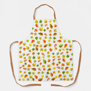 Colorful Autumn Leaves on White Apron