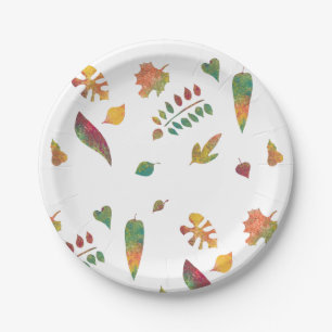 Colorful Autumn Leaves Painting Paper Plates