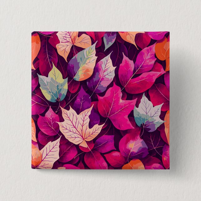 Colorful Autumn Leaves Pattern-68218 Button (Front)