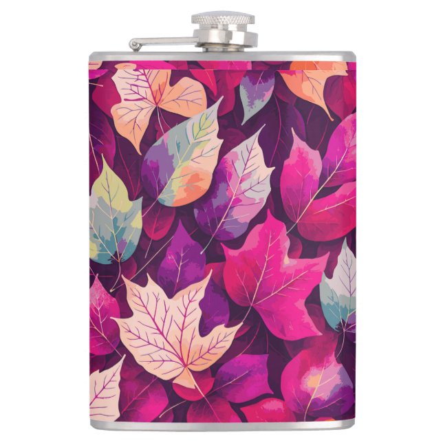 Colorful Autumn Leaves Pattern-68218 Flask (Front)