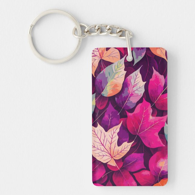 Colorful Autumn Leaves Pattern-68218 Keychain (Front)