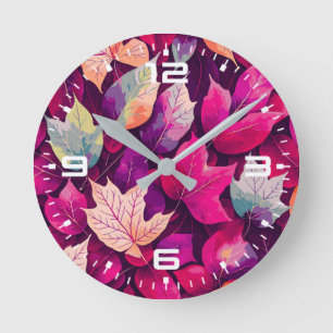 Colorful Autumn Leaves Pattern-68218 Round Clock