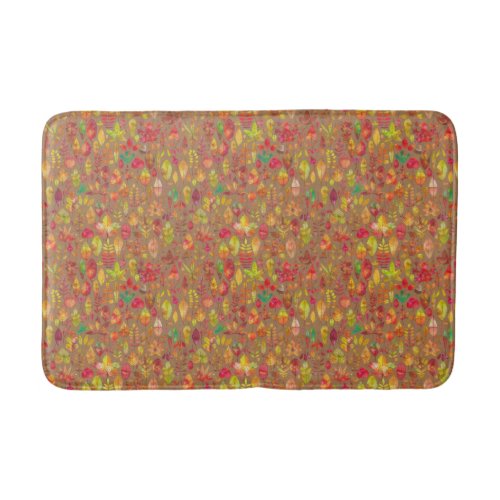 Colorful Autumn Leaves Pattern  Bath Mat