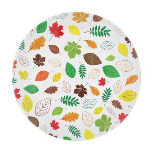 Colorful Autumn Leaves Pattern Cutting Board