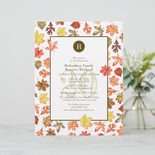 Colorful Autumn Leaves Pattern Fall Family Reunion (Standing Front)