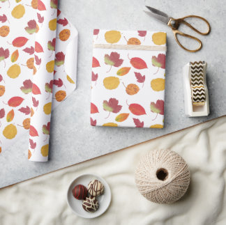 Colorful Autumn Leaves Pattern / Fall Foliage Wrapping Paper