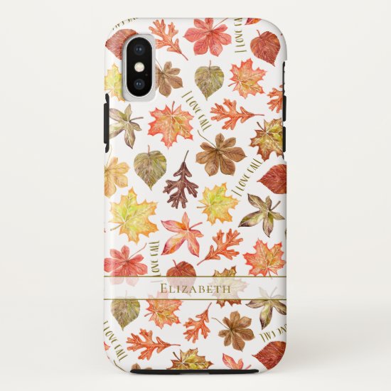 colorful autumn leaves pattern I love fall iPhone X Case