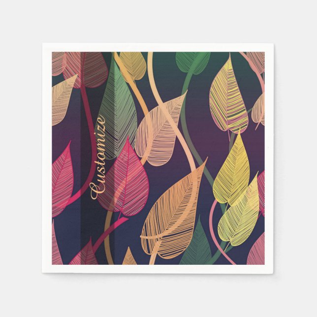 Colorful Autumn Leaves Pattern Napkins (Front)