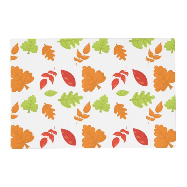 Colorful Autumn Leaves Pattern Placemat (Front)