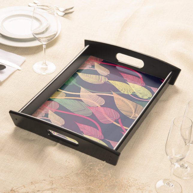 Colorful Autumn Leaves Pattern Serving Tray (Front)