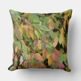 Colorful Autumn Leaves Pattern Throw Pillow