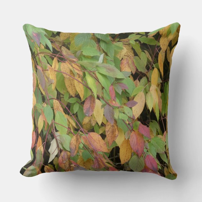 Colorful Autumn Leaves Pattern Throw Pillow (Front)