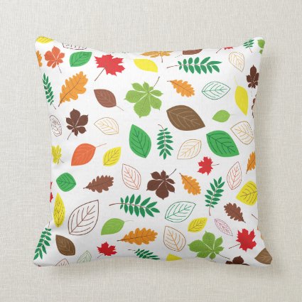 Colorful Autumn Leaves Pattern Throw Pillow