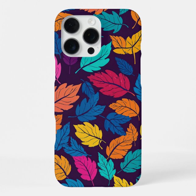 Colorful Autumn Leaves Pattern Vibrant Fall Iphone Case (Back)