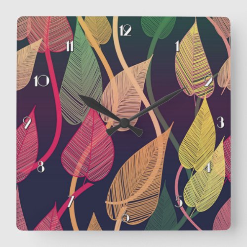 Colorful Autumn Leaves Pattern Wall Clock