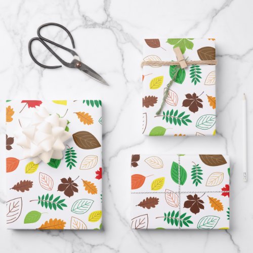 Colorful Autumn Leaves Pattern Wrapping Paper Sheets