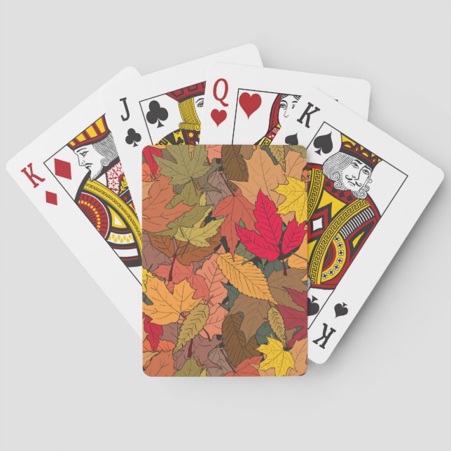 Colorful autumn leaves poker cards (Back)