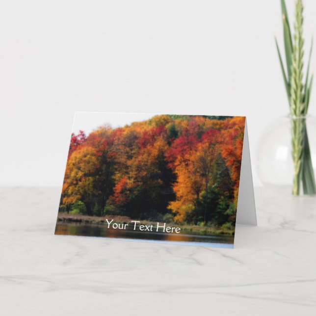 Colorful Autumn Leaves Pond Nature Photo Card (Front)