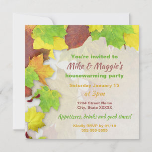 Colorful Autumn Leaves Printable Housewarming Invitation