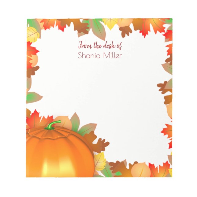 Colorful Autumn Leaves Pumpkin - Name Notepad (Front)