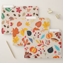 Colorful Autumn Leaves, Pumpkins & Acorns