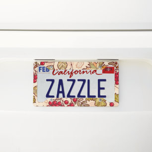 Colorful Autumn Leaves Red Berries Pattern License Plate Frame