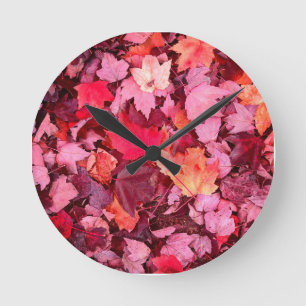 Colorful Autumn Leaves Round Clock