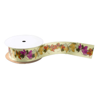 Colorful Autumn Leaves Satin Ribbon