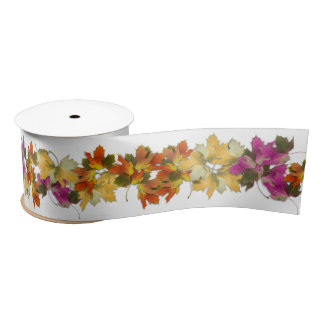 Colorful Autumn Leaves Satin Ribbon