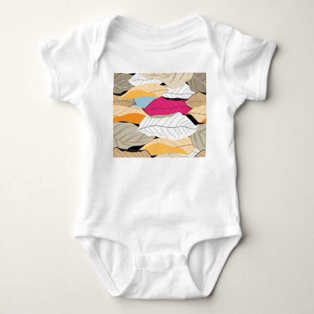 Colorful autumn leaves, seamless pattern. baby bodysuit (Front)