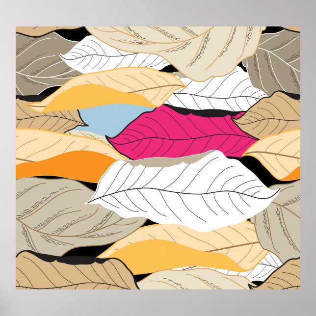 Colorful autumn leaves, seamless pattern. poster (Front)