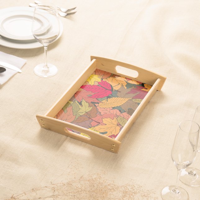 Colorful autumn leaves serving tray (Front)