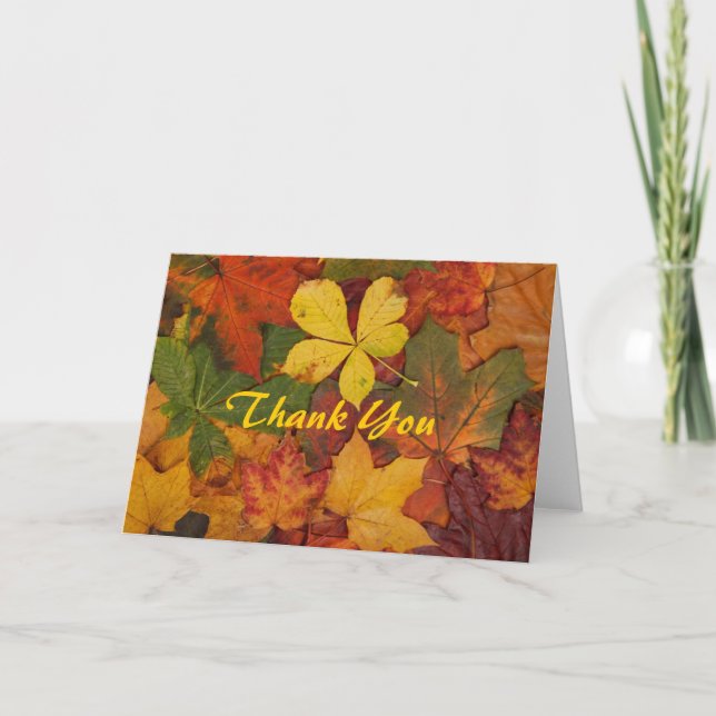 Colorful Autumn Leaves Thank You Note (Front)
