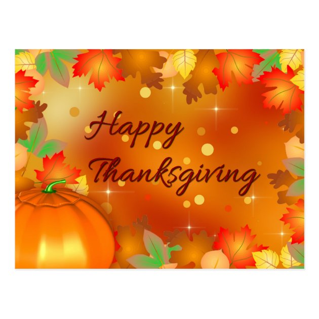 Colorful Autumn Leaves - Thanksgiving Postcard