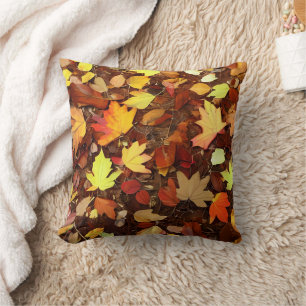 Colorful Autumn Leaves Throw Pillow
