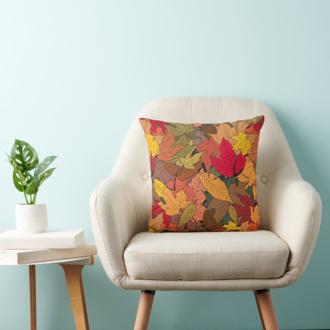 Colorful autumn leaves throw pillow (Chair)