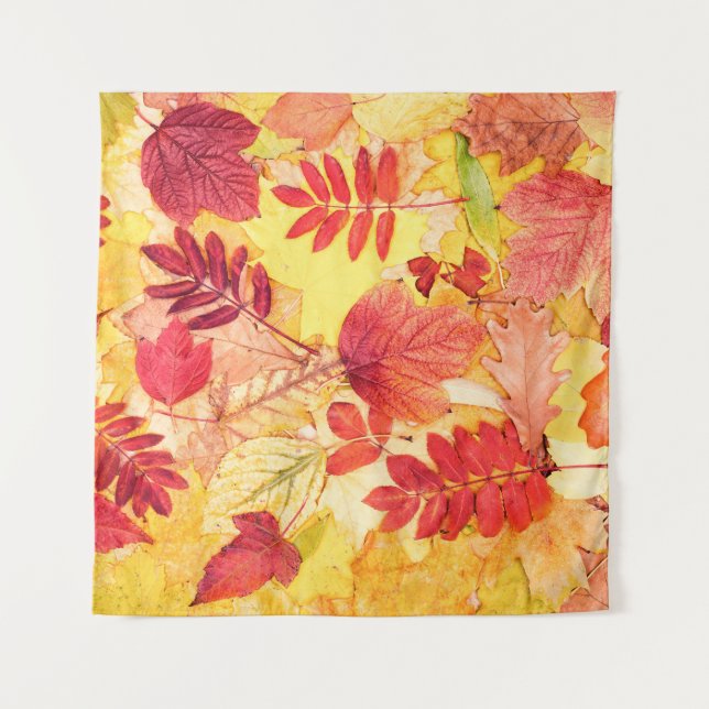 Colorful autumn leaves. Tree fallen leaf pattern.  Tapestry (Front)