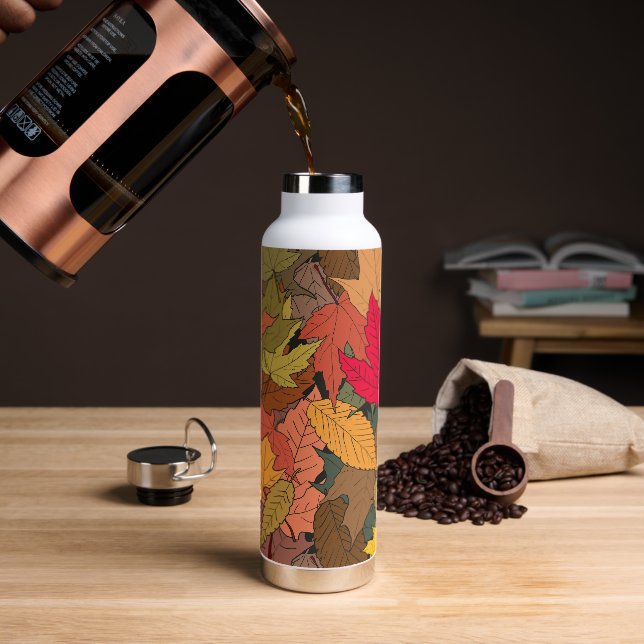 Colorful autumn leaves water bottle (Coffee)