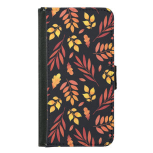 Colorful Autumn Leaves Watercolor Pattern Samsung Galaxy S5 Wallet Case