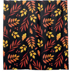 Colorful Autumn Leaves Watercolor Pattern Shower Curtain