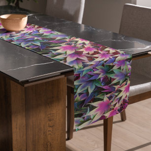 Colorful Autumn Maple Leaves Floral Short Table Runner