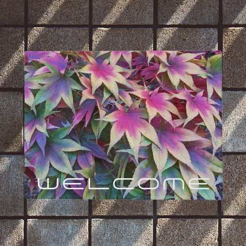 Colorful Autumn Maple Leaves Welcome Doormat