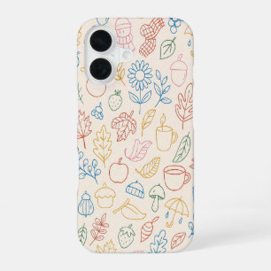 Colorful Autumn Pattern – Cozy Fall Leaves, Coffee iPhone 16 Case