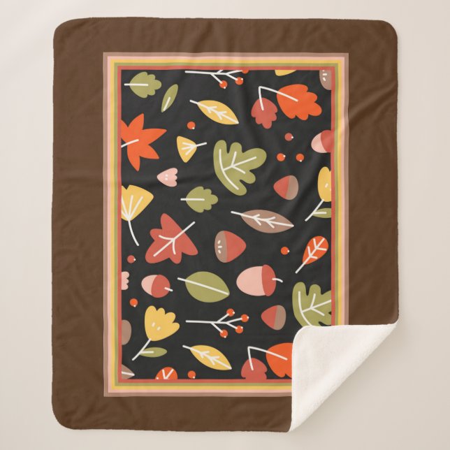 Colorful Autumn Pattern Sherpa Blanket (Front)