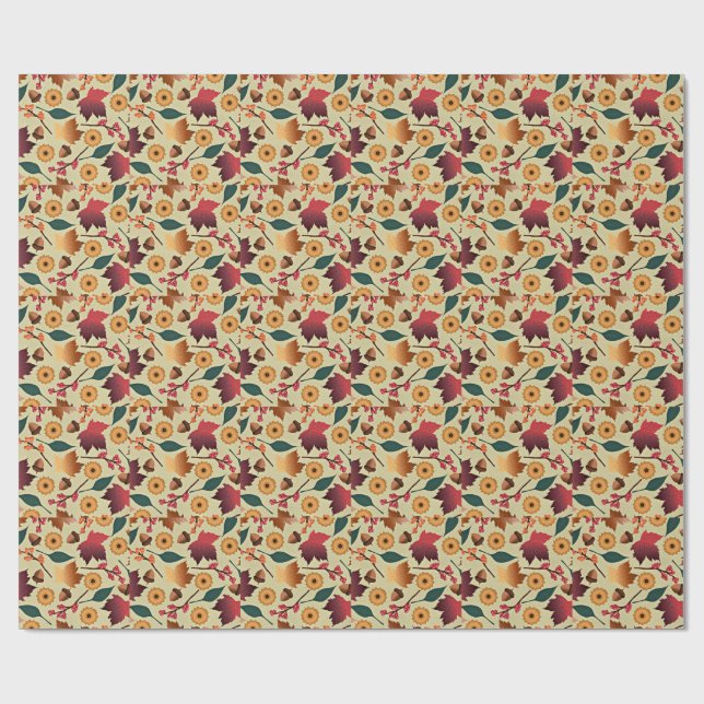 Colorful Autumn Pattern Wrapping Paper (Flat)
