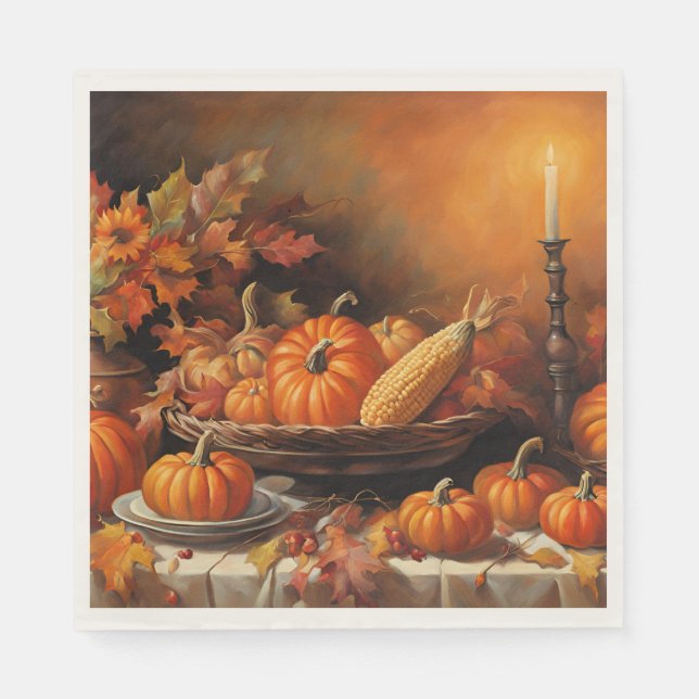 Colorful Autumn Pumpkins Napkins (Front)