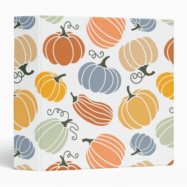 Colorful Autumn Pumpkins Pattern 3 Ring Binder (Front/Spine)