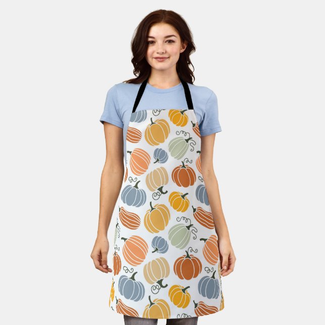 Colorful Autumn Pumpkins Pattern Apron (Worn)