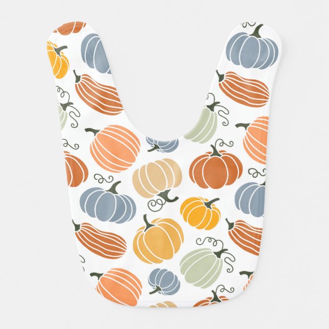 Colorful Autumn Pumpkins Pattern Baby Bib (Front)