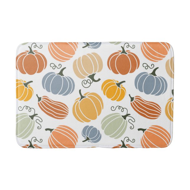 Colorful Autumn Pumpkins Pattern Bath Mat (Front)